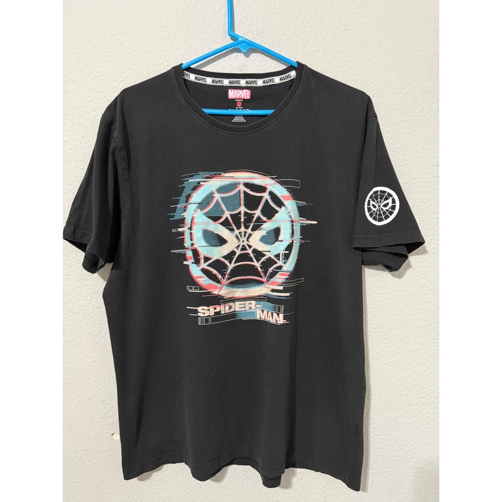 Marvel Spider-Man Glitch Graphic T-Shirt Mens XXL Black Short Sleeve Cotton Tee